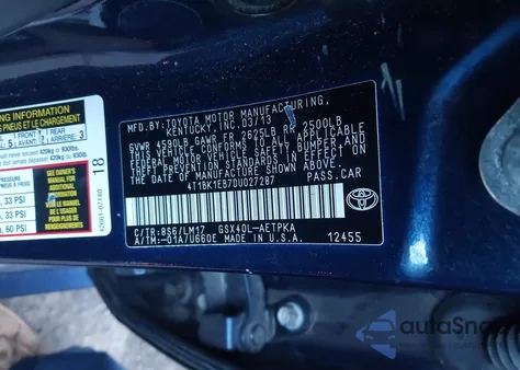 2013 Toyota Avalon Limited from USA, damaged, VIN 4T1BK1EB7DU027287